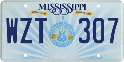 MS license plate WZT307