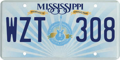 MS license plate WZT308