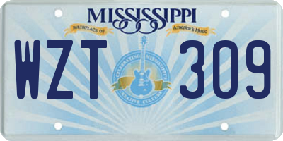 MS license plate WZT309