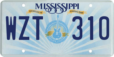 MS license plate WZT310