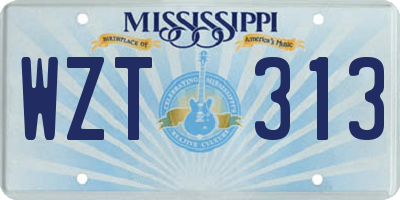 MS license plate WZT313
