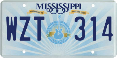 MS license plate WZT314