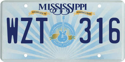 MS license plate WZT316
