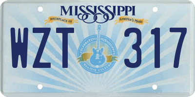 MS license plate WZT317