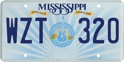 MS license plate WZT320