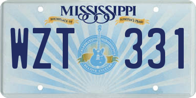 MS license plate WZT331