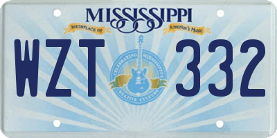 MS license plate WZT332