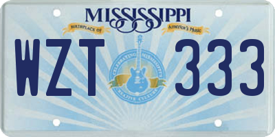 MS license plate WZT333