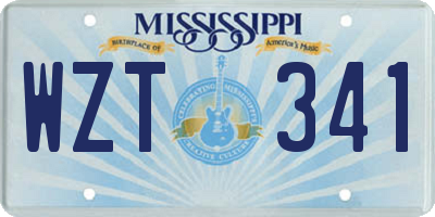 MS license plate WZT341