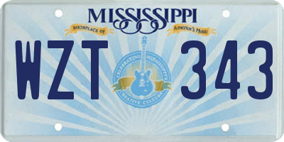 MS license plate WZT343