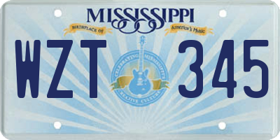 MS license plate WZT345