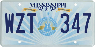 MS license plate WZT347
