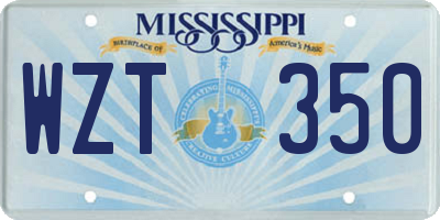 MS license plate WZT350