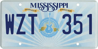 MS license plate WZT351