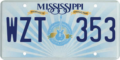 MS license plate WZT353