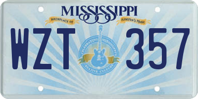 MS license plate WZT357