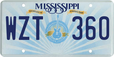 MS license plate WZT360