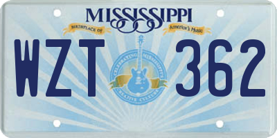 MS license plate WZT362