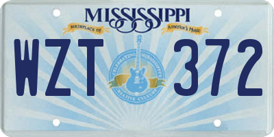 MS license plate WZT372