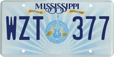 MS license plate WZT377