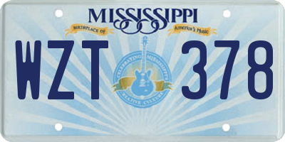 MS license plate WZT378