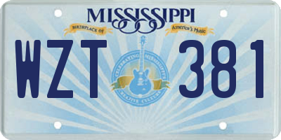 MS license plate WZT381