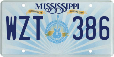 MS license plate WZT386