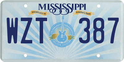 MS license plate WZT387