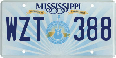 MS license plate WZT388