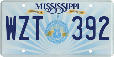 MS license plate WZT392