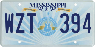 MS license plate WZT394