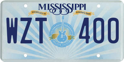 MS license plate WZT400