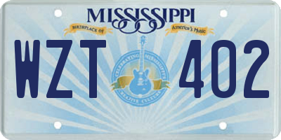 MS license plate WZT402
