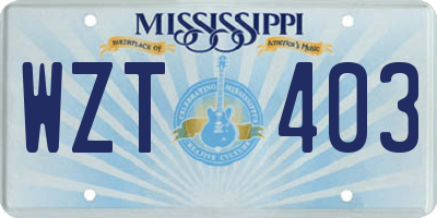 MS license plate WZT403