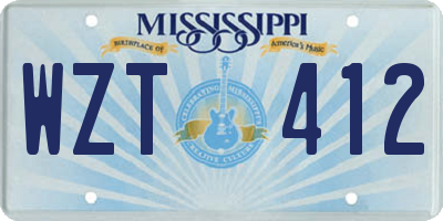 MS license plate WZT412