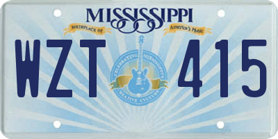 MS license plate WZT415