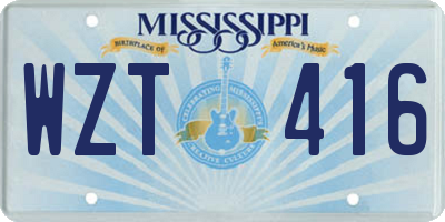 MS license plate WZT416