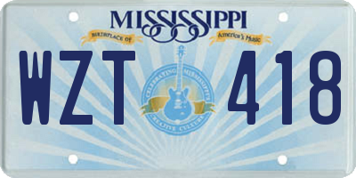 MS license plate WZT418