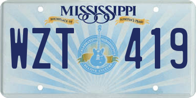 MS license plate WZT419