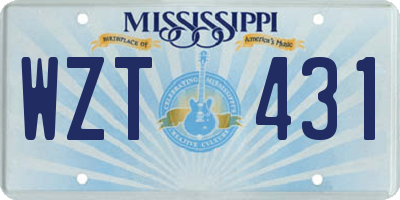 MS license plate WZT431