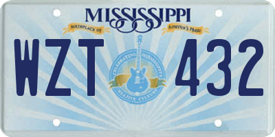 MS license plate WZT432