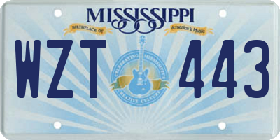 MS license plate WZT443