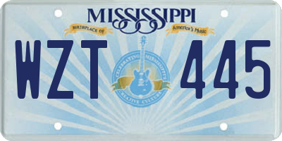 MS license plate WZT445