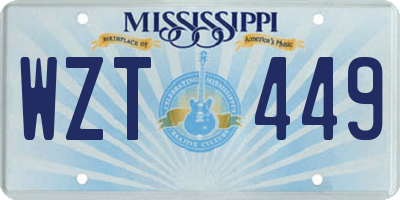 MS license plate WZT449