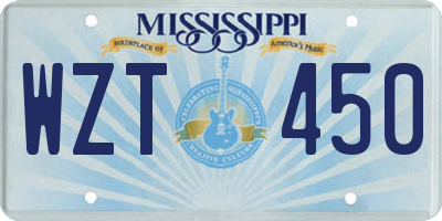MS license plate WZT450