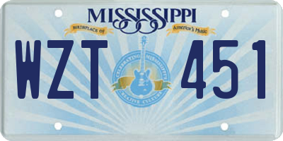 MS license plate WZT451
