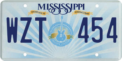 MS license plate WZT454