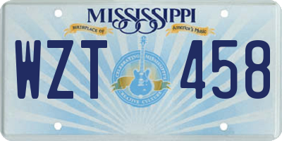 MS license plate WZT458
