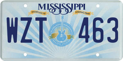 MS license plate WZT463