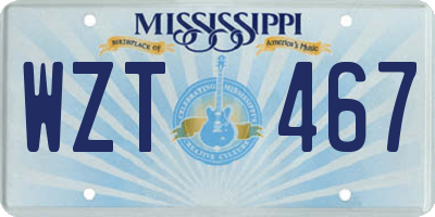 MS license plate WZT467